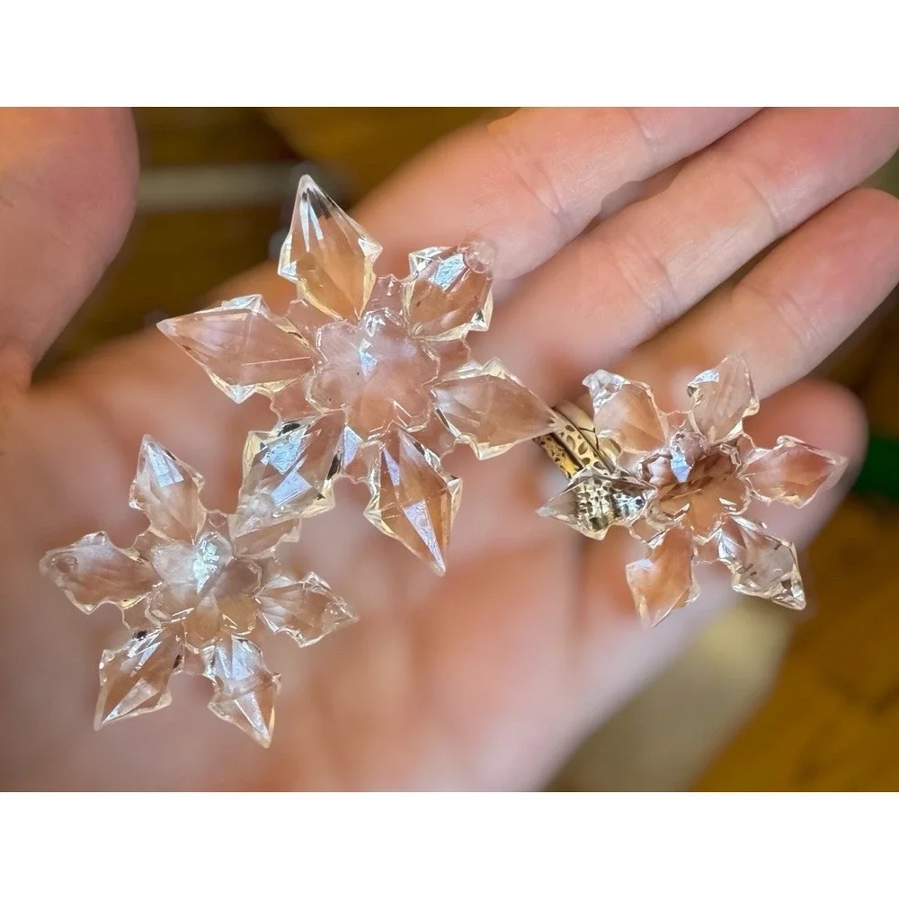 Pottery Barn Holiday Sparkling Snowflakes Gems Ornaments Vase Filler Decor